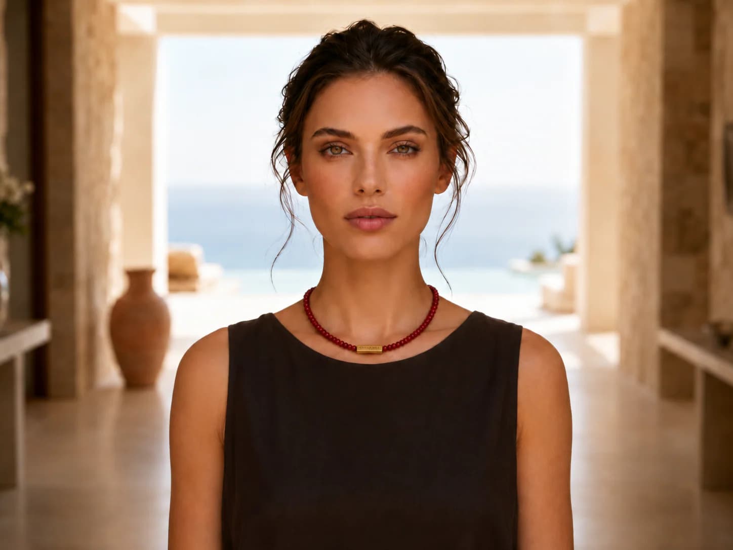 AXIS Red Necklace shown as an editorial detail